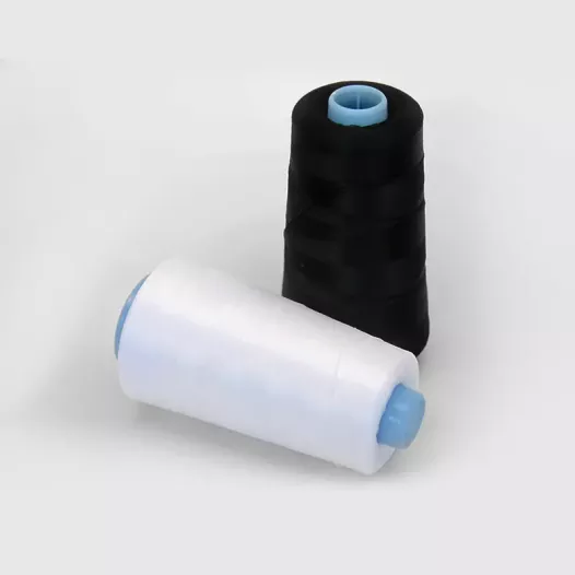 Skin friendly touch textured polyester thread